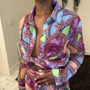 PrettyLittleThing Sheer Print Beach Shirt